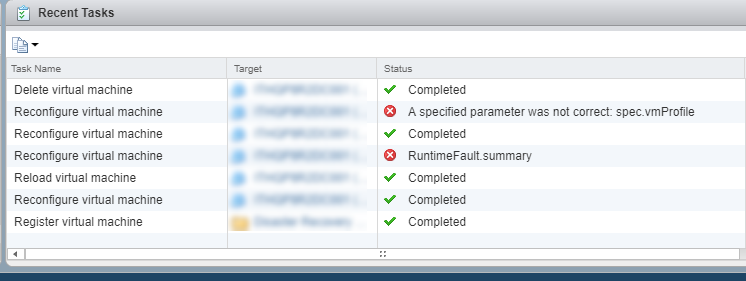 Ошибка в Veeam B&R: Restore job failed Error: A specified parameter was not correct: spec.vmProfile