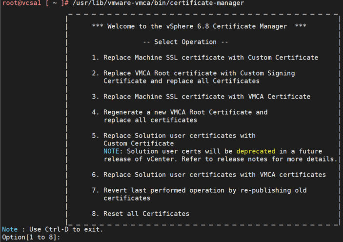 Ошибка «Certificate Manager tool do not support vCenter HA systems» в VMware vCenter